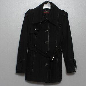 Miss Sixty black Wool blend leather trim Trench Coat